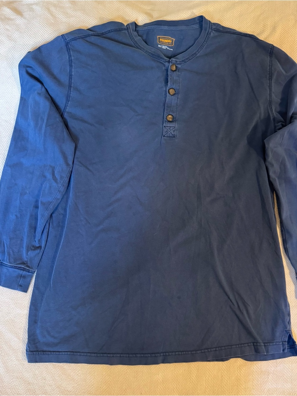 The Foundry Supply Co Men's XL Tall XLT Blue Long Sleeve Henley Shirt